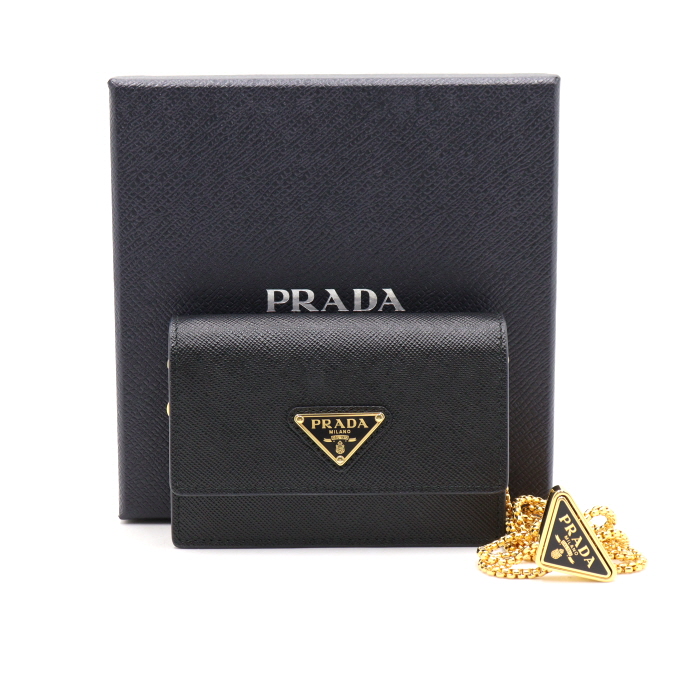 Prada(프라다) 1MR034 사피아노 레더 금장로고체인 숄더스트랩 카드홀더 크로스백aa39160