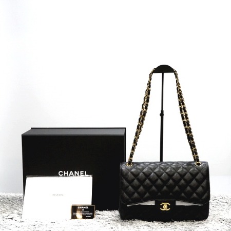 Chanel(샤넬) A58600 그레인드 카프스킨(캐비어) 클래식 블랙 라지 금장체인 플랩 숄더백