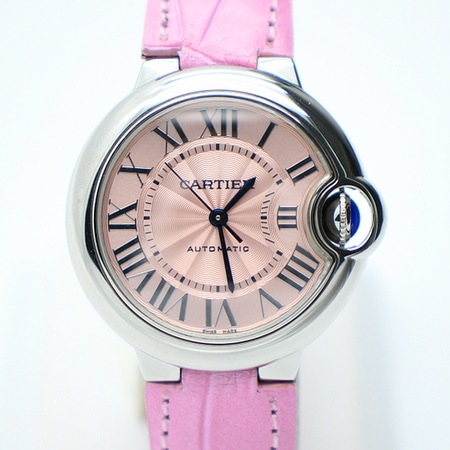 Cartier(까르띠에) WSBB0002 발롱블루33mm 핑크 다이얼 가죽 밴드 오토매틱 여성 시계aa15632