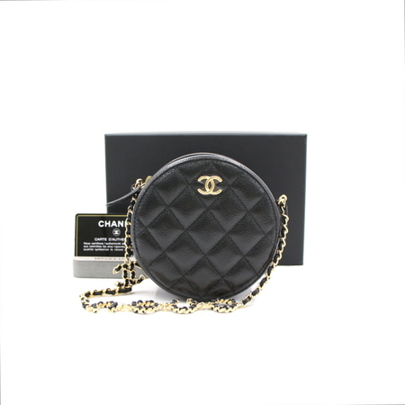 [새상품]Chanel(샤넬) AP2307 클래식 캐비어 코코 탬버린 미니 원형 체인 숄더백 겸 크로스백aa20107