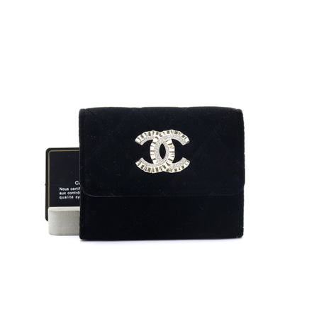 [미사용]Chanel(샤넬) CD0032 CC 클래식 벨벳 카드 반지갑aa22241