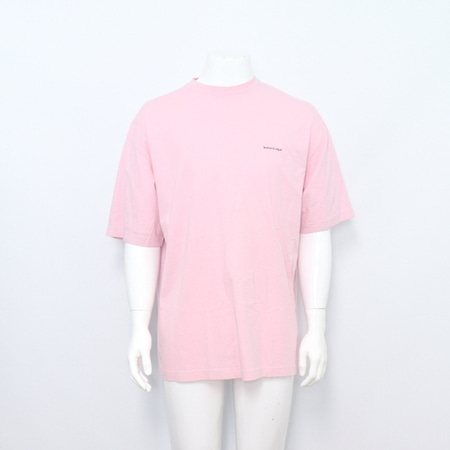 Balenciaga(발렌시아가) 571205 미니 로고 핑크 오버핏 남여공용 반팔 티셔츠aa29153