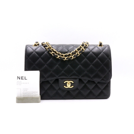 [미사용][22년]Chanel(샤넬) A58600 블랙 캐비어 클래식 라지(점보) 금장체인 숄더백aa31365
