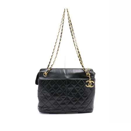 Chanel(샤넬) 블랙 레더 마틀라세 빈티지(클래식) 퀄팅 금장CC 체인 숄더백aa34091
