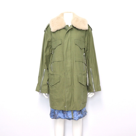 [미사용]3.1 PHILLIP LIM(필립림) Shearling Trimmed layered cotton and silk blend coat 코트 여성 자켓aa35115