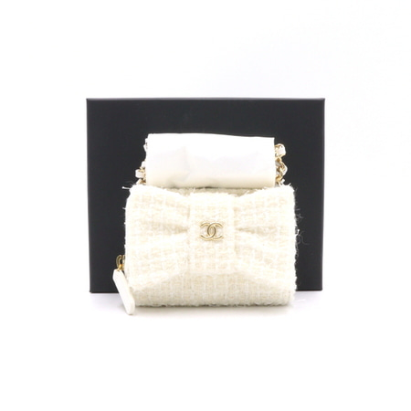 [새상품]Chanel(샤넬) CD0122 23시즌 트위드 리본 보우 금장체인 CC 카드홀더 미니 크로스백aa36394