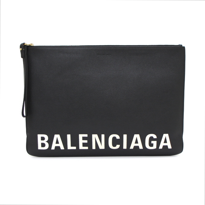 Balenciaga(발렌시아가) 630626 블랙 레더 로고 스트랩 라지 클러치백aa38953