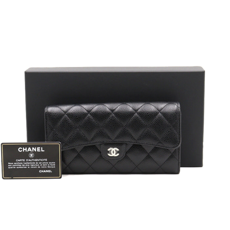 [미사용]Chanel(샤넬) AP0241Y01864 캐비어 은장CC 클래식 롱플랩 여성 장지갑aa39897